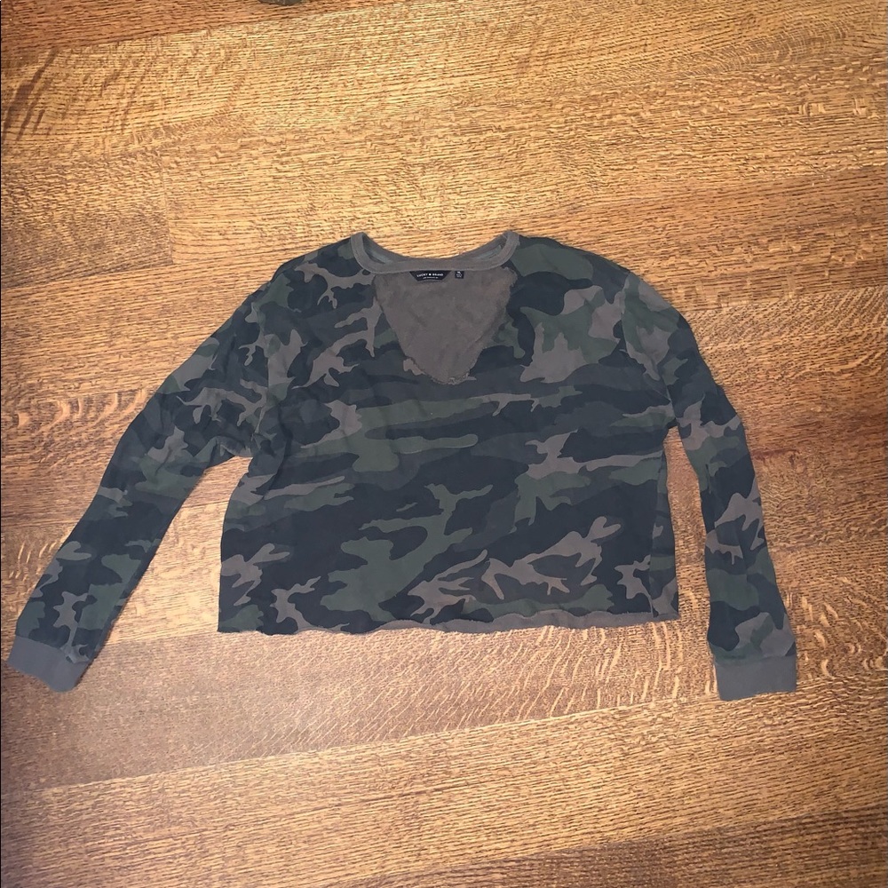 Lucky Brand Camo Crop Sweatshirt